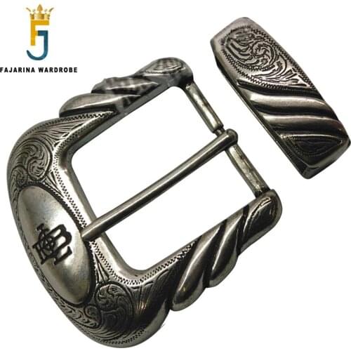 FAJARINA Europe Palace Retro Style Silver Plating Belt Buckle Cool fashion Plate with Silvery Pin Buckles Two Pieces BCK010