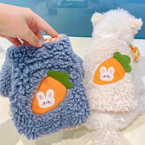 Pet Fleece Sweaters for Small Medium Dogs Cute Carrot Printed Soft Pullover Puppy Cat Sweatshirt Autumn Winter Clothes Chihuahua