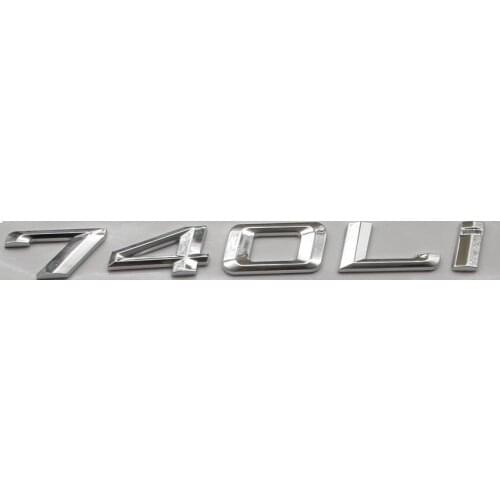 Chrome Shiny Silver ABS Number Letters Word Car Trunk Badge Emblem Letter Decal Sticker for BMW 7 Series 740Li