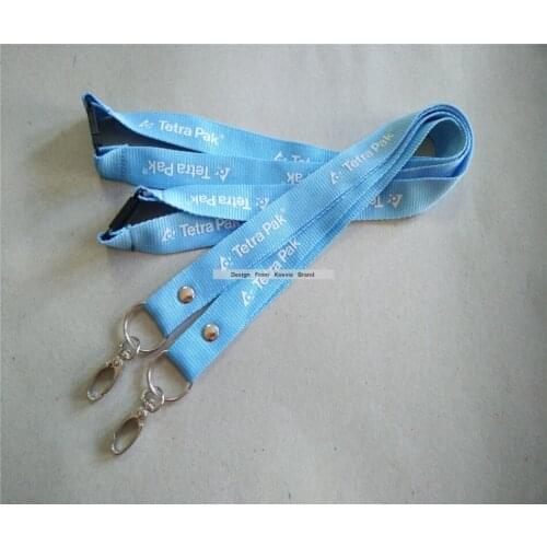 Custom logo blue polyester Lanyards with breakaway buckle silk screen printing ID Holders Exhibition Meeting Lanyards