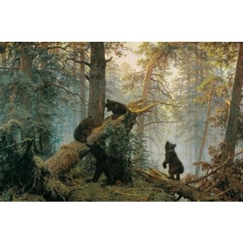 Bear in the pine forest oil painting Needlework, Cross stitch kits Stylish for Embroidery,Patterns art 14CT DIY Handmade