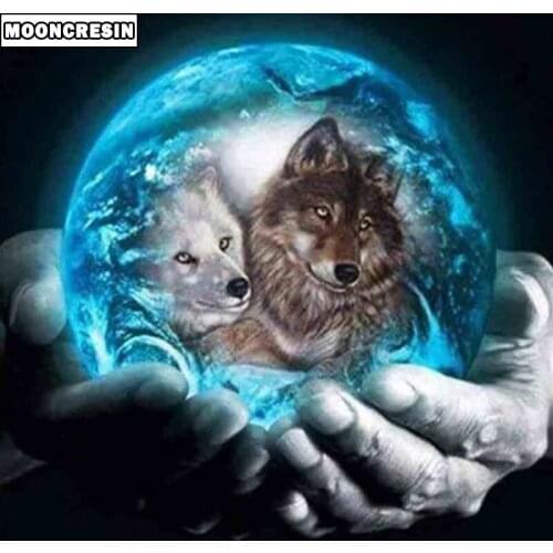 Animal Diamond Painting Wolf Cross Stitch 5D Diy Diamond Embroidery Full Square Rhinestones Mosaic Picture Christmas Decoration