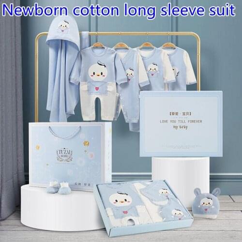 2021 New Cotton Clothes Suit Autumn And Winter Childrens Print Warmth Fashion Baby Full Moon Newborn Supplies Without Box XB82