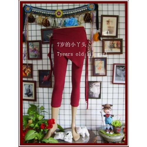 Lycra Cotton Tribal Belly Dance Yoga Tight Capri Pants With Skirt Fitting Trousers Slim Leggings KI01 06