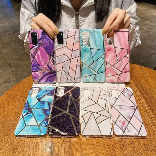 Marble Pattern for Samsung A52 A51 A31 Geometric Electroplating for Samsung A72 A71 A70 A32 A12 A21S Phone Case S20FE Soft Shell