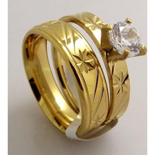 Wholesale 5 pairs (10 pcs) gold Fashion high quality laser cut single CZ couple rings Free Shipping