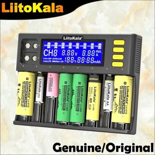Genuine LiitoKala Lii-S8 Battery Charger Li-ion 3.7V NiMH 1.2V Li-FePO4 3.2V IMR 3.8V for 18650 26650 21700 26700 AA AAA
