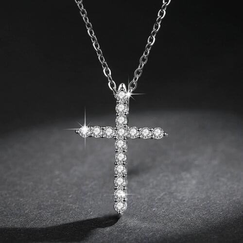 3A Zirconia CZ Crystal Cross Pendant Necklace Silver Color Link Chain Necklace Choker Fashion Party Jewelry Gift for Women Girl