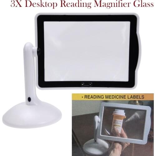 Portable 3X 180° Rotatable Desktop Reading Magnifier Glass with LED Light Presbyopic Enlarge the Screen