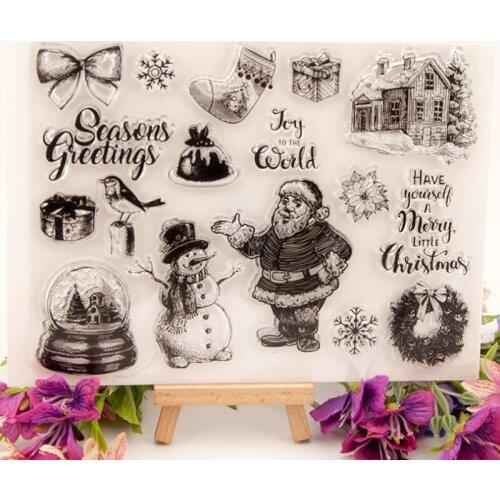 Christmas Snowman Transparent Clear Silicone Stamp Seal Cutting DIY Scrapbooking Rubber Coloring Embossing Diary Decor Reusable