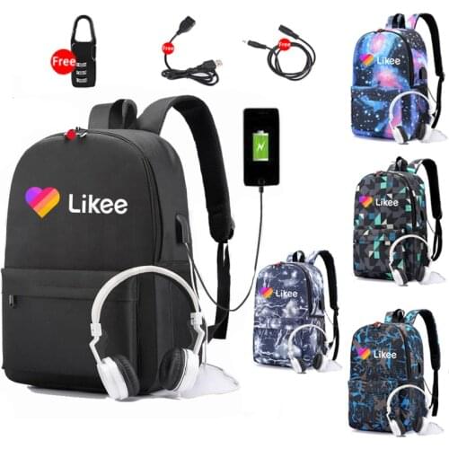 Likee Backpack School Bag For Boys Girls Student Gifts For Kids Canvas USB Charging Travel Backpack Teenagers Women Men Bags