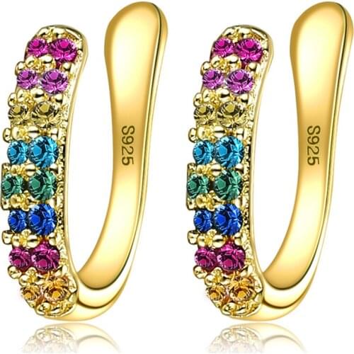 ZEMIOR Single Clip Multicolor Cubic Zirconia Earrings S925 Sterling Silver Earring For Women Fine Jewelry Gifts New Listing