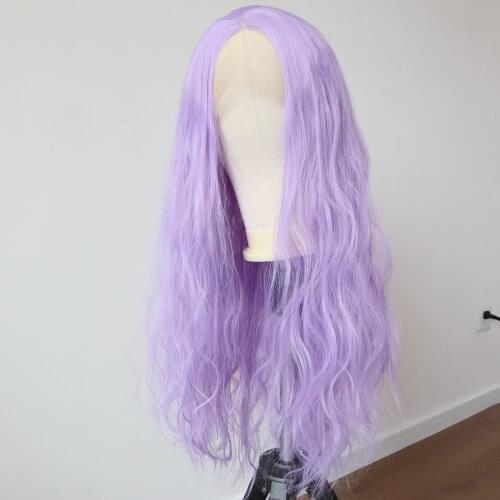 Light Purple Synthetic Wigs for Women Heat Resistant Fiber Hair Long Wavy Synthetic Lace Frontal Womens Wigs Cosplay Wigs