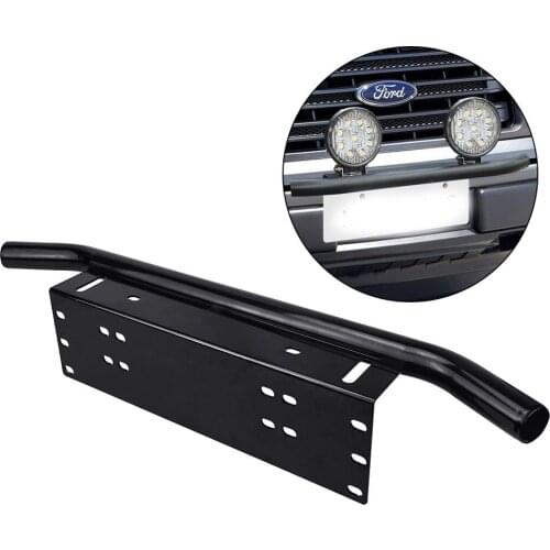 Black 23 Inch Universal Bull Bar Front Bumper Fog Working Lights License Plate Mount Braket Holder for Led Offroad Light Bar SUV