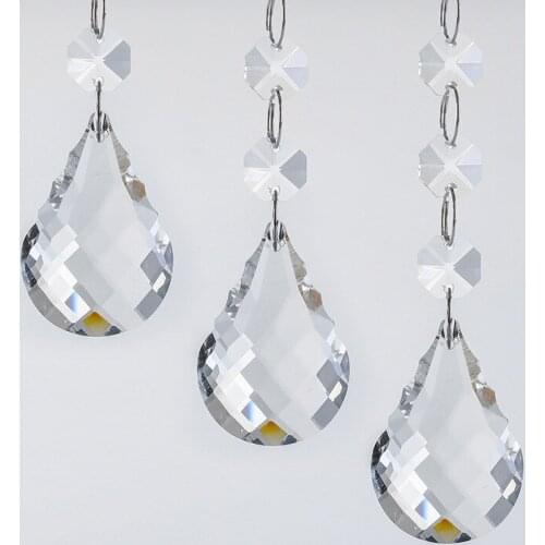 Top Quality 20pcs/lot K9 Crystal Glass Octagon Beads With Chandelier 50mm Pendant Shiny Diy Widow Suncatchers Home Decoration