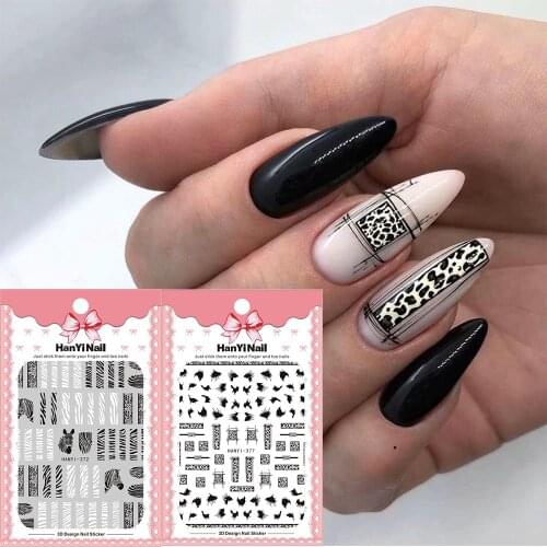 1 sheet Adhesive 3D Nail Sticker Zebra Stripes Pattern For Nails Art Decorations Polish Women Manicure Wraps Foil 2019 Newest