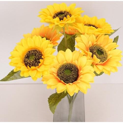 1pcs Sunflower Bouquet Artificial Flower Home Hotel Wedding Decoration Bunch Artificial Flower Artificial Flower Silk Flower