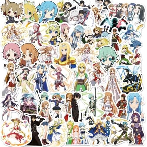 10/50PCS Sword Art Online Pack Cartoon Game Anime Stickers Toy For DIY Stationery Skateboard Phone PS4 Bike Laptop Guitar