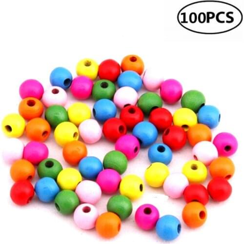 100pcs Natural Ball Round Spacer Wooden Beads Eco-Friendly Mix Color Wood Beads Lead-Free Wooden Balls Perle En Bois 7X8MM