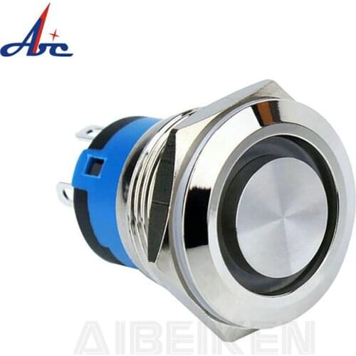 19mm SPST Momentary Latching Waterproof Dot Ring LED Illuminated 12 Volt Push Button Switch with 4Pin Terminal