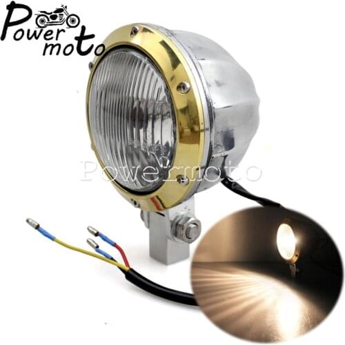 Brass Cafe Racer Headlight E4 Emark H4 12V 55/60W Front Running Light Vintage Head Lamp for Honda Chopper Bobber Yamaha XS650 CB