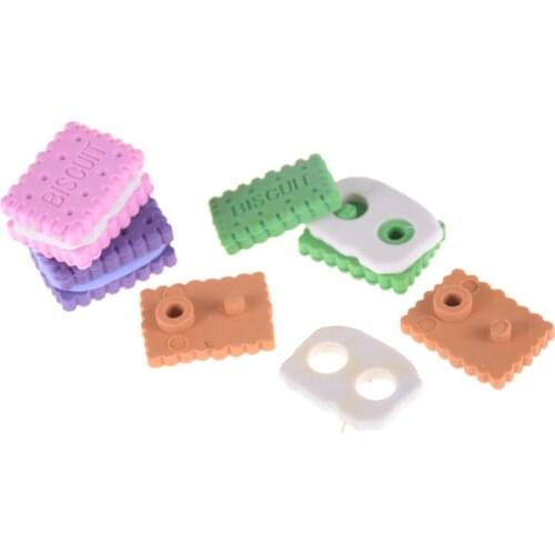 Cute Creative Novelty Pencil Eraser Colorful Kawaii Biscuit Eraser Student Teaching Office Supplies Korean-style Stationery 4pcs