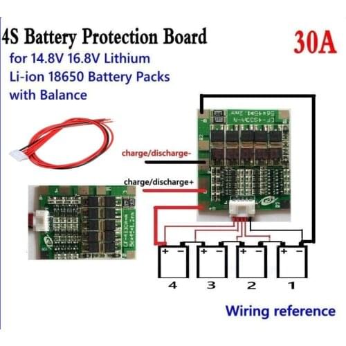 4S 30A Li-ion Lithium 18650 Battery Cell BMS PCB Protection Balance Board 14.8V