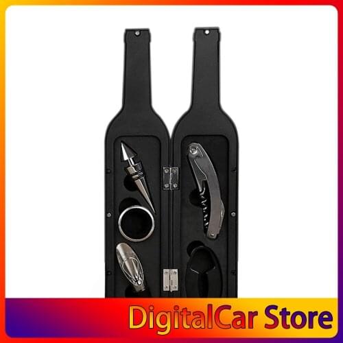 5Pcs/Set Wine Bottle Corkscrew & Accessory Set Wine Tool Set Bottle-Shaped Holder Perfect Hostess Gift Bottle Opener