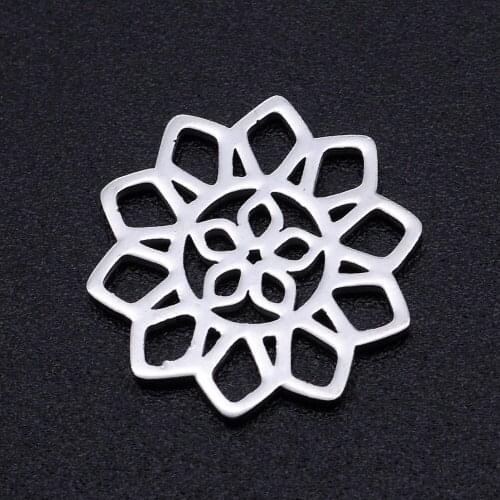 5pcs/lot Stainless Steel Lotus Flower Charm Pendant Wholesale Necklace Pendants Top Quality Bracelet Making Charms Never Tarnish