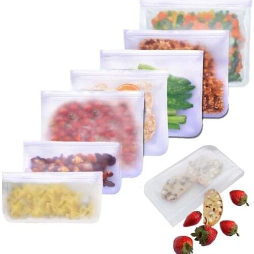 6/9/12 Pcs PEVA Food Storage Container Zip Lock Leakproof Reusable Freezer Bag Fresh Wrap Kitchen Organizer