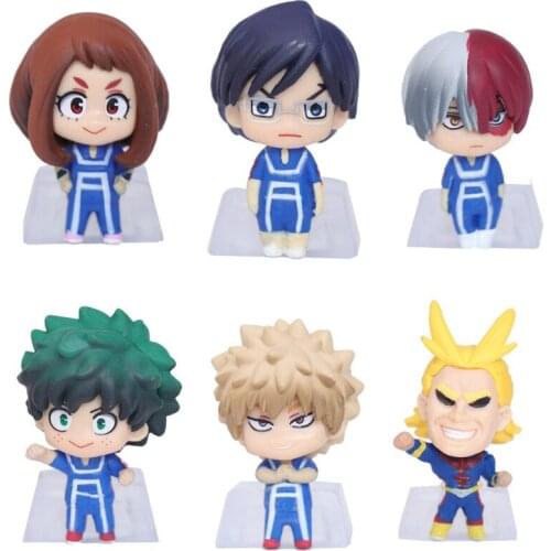 6 Pcs/Lot My Hero Academia Midoriya Izuku Japanese Anime Cartoon Desk Cake Ornaments Gift Figure Toys Collection Decoration Hot