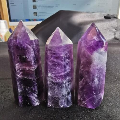 65-75mm TOP Quality NATURAL Dream Amethyst QUARTZ CRYSTAL WAND POINT HEALING Gift Dark purple quartz crystal tower