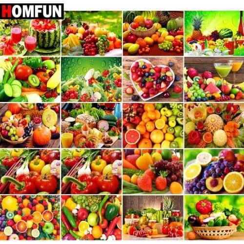 HOMFUN Full Drill Diamond Painting "Fruit vegetable landscap" DIY Picture Of Rhinestone 5D Diamond Embroidery Cross Stitch Decor