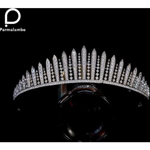 Shiny Wedding Zirconium Tiaras European Bridal Crowns For Women Crystal Headdress Fashion Hair Accessories European Queen Crowns