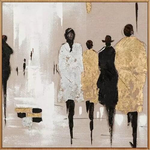 Large Salon Decoration Handmade Abstract Oil Painting On Canvas Pedestrian Art Modern Wall Art Paintings For Living Room Home