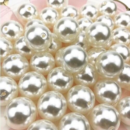 50/100/500pcs Round ABS Cheap Shape Straight Hole Imitation Pearls Beige Beads Handmade DIY Bracelet Jewelry Accessories Making