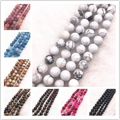 Natural Stone Bead Tiger Eye /Dream Fire Dragon Veins/White Howlite/Stripe Onyx Agat Loose Stone Beads For Making Bracelet DIY