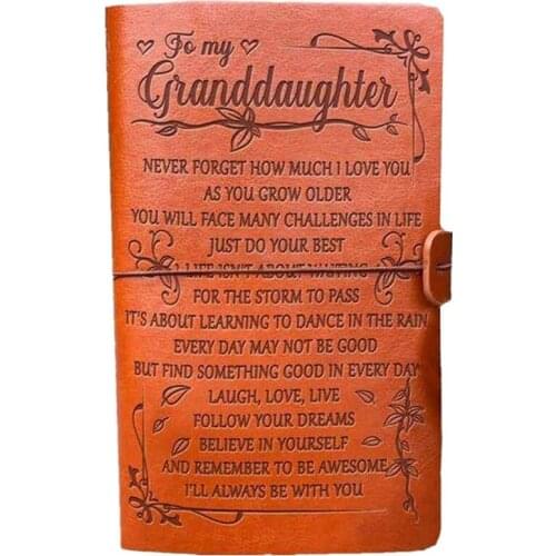 To My Granddaughter Journal,100 Page Refillable Retro Leather Cover Notebook,Graduation Back to School Gift for Girls