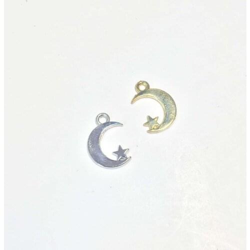 Eruifa Hot Wholesales Smooth Shiny Good Quality Moon and Star 20pcs per bag Zinc alloy DIY Charms Pendant 2 Colors