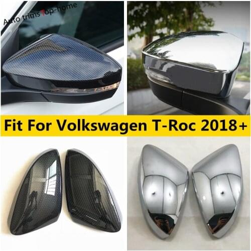 Yimaautotrims Accessories For Volkswagen T-Roc T Roc 2018 2019 2020 2021 Chrome Rearview Mirror Rear-view Shell Cover Trim 2 Pcs