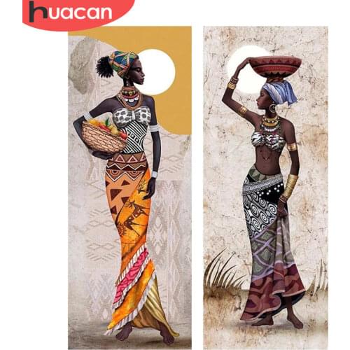 HUACAN 5D DIY Diamond Painting Kit Portrait Diamond Embroidery Cross Stitch African Woman Rhinestones Mosaic Decor For Home