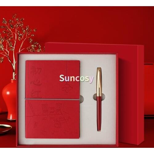 Hero 100 Chu Xin Red, 14K Gold Nib Classic Fountain Pen, Authentic Quality Outstanding Ink Pen Writing Gift Set