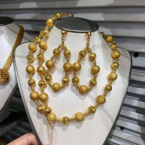 African Wedding Jewelry Set 24K Gold Plated Necklace Set Nigerian Jewelry Set Women Necklace Earring Wedding Fashion Jewelry Set