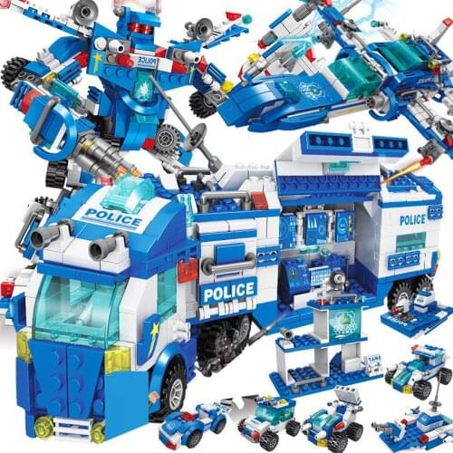 City Police SWAT ROBOT Toy Truck Car Model Building Blocks Sets Brinquedos DIY Creator Bricks Kit Educational Toys for Children