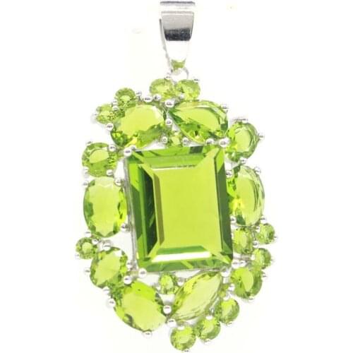42x24mm Luxury 5.2g Created Green Peridot Pink Kunzite Women Wedding Silver Pendant Wholesale Drop Shipping
