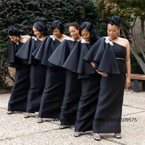 Mbcullyd Crystal Long Bridesmaid Dresses 2020 Elegant One Shoulder African Wedding Party Dress Two Styles vestidos de fiesta de