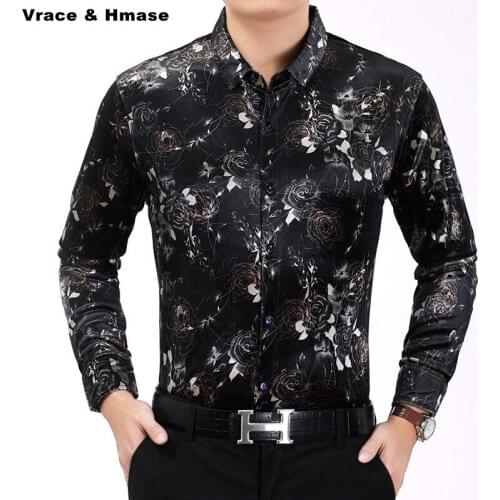 Spring&Autumn 2017 New pleuche high-quality long sleeve shirt American style fashion casual boutique printing men shirt M-XXXL