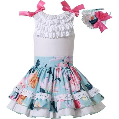 Pettigirl Kids Matching Outfits Clothes Two Piece Dresses Sets for 3 4 5 6 8 10 12 Years Old Girl with Headband