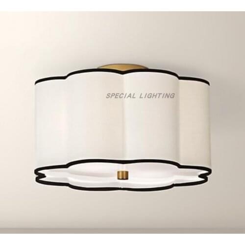 Modern new Chinese fabric ceiling lamp designer bedroom study childrens room model room flower ceiling lamp
