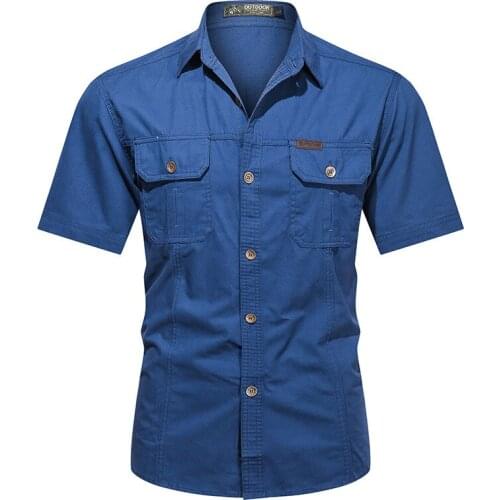 Cargo shirt men Multi-pocket outdoor military cotton casual shirt man branded mens clothing summer Short sleeve shirt men